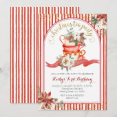 Stripes Floral Red Plaid Winter Birthday Floral Kaart (Voorkant / Achterkant)