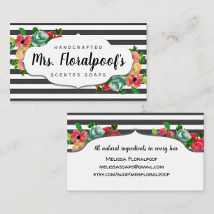 Stripes  florale handgemaakte zeep visitekaartje