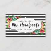 Stripes  florale handgemaakte zeep visitekaartje (Voorkant)