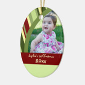 Stripes Foto Baby 1e kerstversiering Keramisch Ornament (Links)