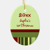 Stripes Foto Baby 1e kerstversiering Keramisch Ornament (Achterkant)