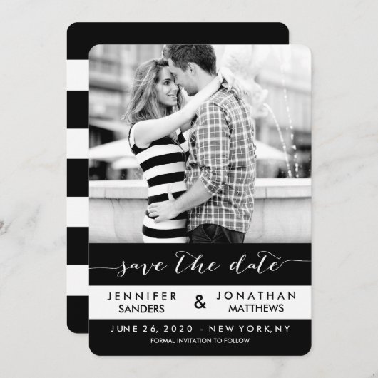 Stripes Foto | Modern sparen de Kaarten van de Dat (Voorkant / Achterkant)