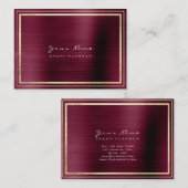 Stripes Framed Minimal Metallic Burgundy Maroon Visitekaartje (Voorkant / Achterkant)