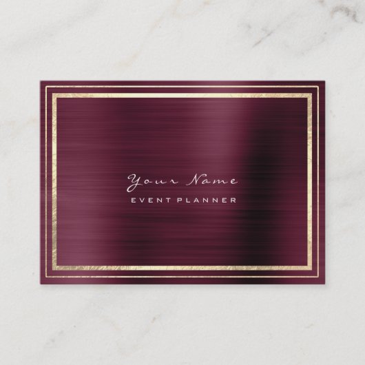 Stripes Framed Minimal Metallic Burgundy Maroon Visitekaartje (Voorkant)