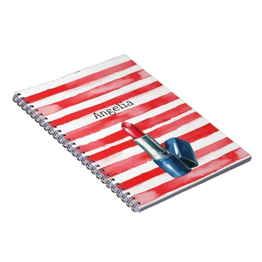 Stripes French Riviera Rode Lippenstift Notitieboek (Rechterzijde)