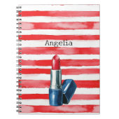 Stripes French Riviera Rode Lippenstift Notitieboek (Voorkant)
