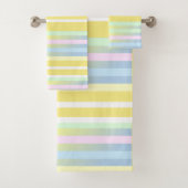 Stripes Geel, Blauw, Groen, Blush Pink Bad Handdoek (Insitu)