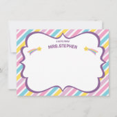 Stripes gepersonaliseerde leraar briefpapier bedankkaart (Voorkant)