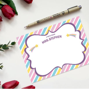 Stripes gepersonaliseerde leraar briefpapier bedankkaart