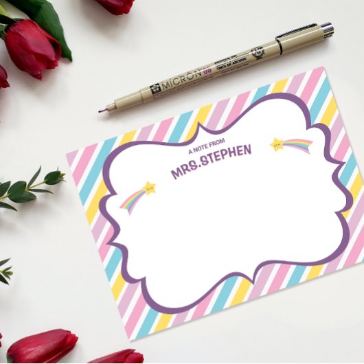Stripes gepersonaliseerde leraar briefpapier bedankkaart