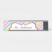 Stripes Gepersonaliseerde Teacher Desk Naam Bord Bureau Naambordje (Voorkant)