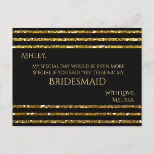 Stripes Glitter - Ben je mijn Bridesmaid? Uitnodiging Briefkaart