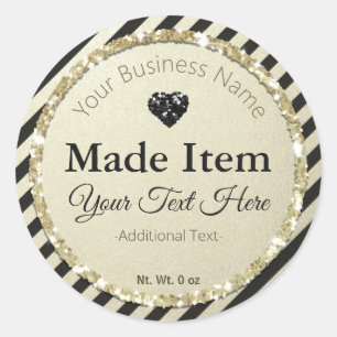 Stripes Glitter Handgemaakte Kleine Bedrijf Ronde Sticker