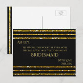 Stripes Glitter - Word jij mijn bruidsmeisje? Uitnodiging Briefkaart (Voorkant / Achterkant)