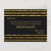 Stripes Glitter - Word jij mijn bruidsmeisje? Uitnodiging Briefkaart (Voorkant)