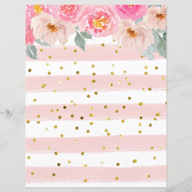 Stripes/Gold Confetti Scrapbook Paper (Voorkant)