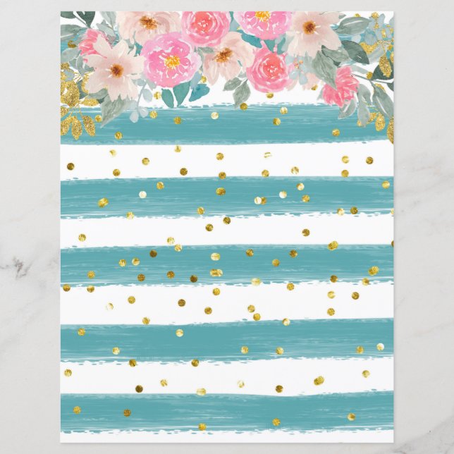 Stripes/Gold Confetti Scrapbook Paper (Voorkant)