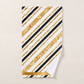 Stripes Gold Glitter Black Boho Popular Collectie Bad Handdoek (Handdoek)