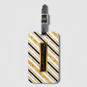 Stripes Gold Glitter Black Boho Popular Collectie Bagagelabel (Voorkant (verticaal))
