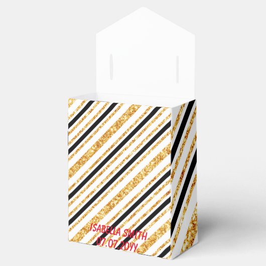Stripes Gold Glitter Black Boho Popular Collectie Bedankdoosjes (Geopend)