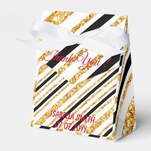 Stripes Gold Glitter Black Boho Popular Collectie Bedankdoosjes (Voorkant Zijde)
