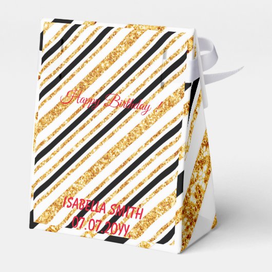 Stripes Gold Glitter Black Boho Popular Collectie Bedankdoosjes (Achterkant)