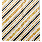 Stripes Gold Glitter Black Boho Popular Collectie Douchegordijn (Voorkant)