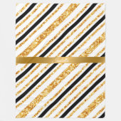 Stripes Gold Glitter Black Boho Popular Collectie Fleece Deken (Voorkant)
