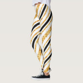 Stripes Gold Glitter Black Boho Popular Collectie Leggings (Links)