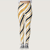 Stripes Gold Glitter Black Boho Popular Collectie Leggings (Voorkant)