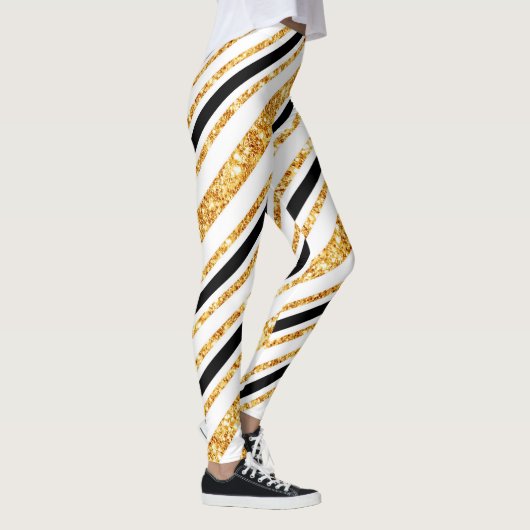 Stripes Gold Glitter Black Boho Popular Collectie Leggings (Rechts)