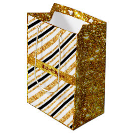 Stripes Gold Glitter Black Boho Popular Collectie Medium Cadeauzakje