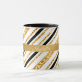 Stripes Gold Glitter Black Boho Popular Collectie Mok (Midden)
