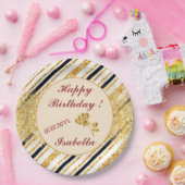 Stripes Gold Glitter Black Boho Popular Collectie Papieren Bordje (Feest)