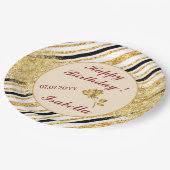 Stripes Gold Glitter Black Boho Popular Collectie Papieren Bordje (Gekanteld)