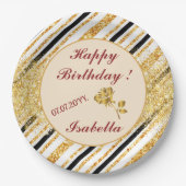 Stripes Gold Glitter Black Boho Popular Collectie Papieren Bordje (Voorkant)