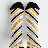 Stripes Gold Glitter Black Boho Popular Collectie Sokken (Top)