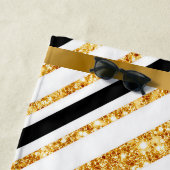 Stripes Gold Glitter Black Boho Popular Collectie Strandlaken (In situ)