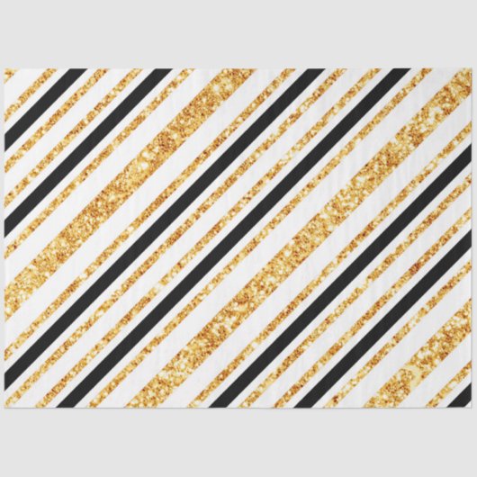 Stripes Gold Glitter Black Boho Popular Collectie Tissuepapier (Voorkant)