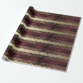 Stripes Gold Red Burgundy Lace Maroon Royal Cadeaupapier (Uitgerold)