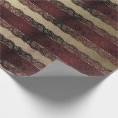 Stripes Gold Red Burgundy Lace Maroon Royal Cadeaupapier (Hoek)