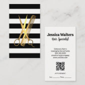 Stripes | Golden Scissors Comb Logo Afsprakenkaartje (Voorkant / Achterkant)