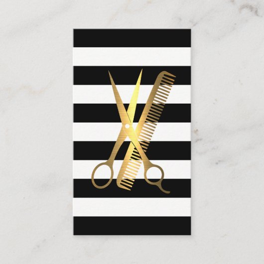 Stripes | Golden Scissors Comb Logo Afsprakenkaartje (Voorkant)
