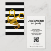 Stripes | gouden schaar afsprakenkaartje (Voorkant / Achterkant)