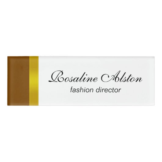 STRIPES-gradiënten - olijfgeel bruin + uw idee Naambadge (Voorkant)