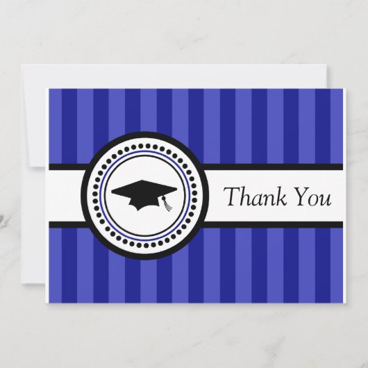 Stripes Graduation Cap Hartelijk dank (Navy Blue) Bedankkaart (Voorkant)