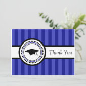 Stripes Graduation Cap Hartelijk dank (Navy Blue) Bedankkaart (Staand voorkant)
