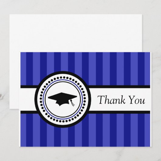 Stripes Graduation Cap Hartelijk dank (Navy Blue) Bedankkaart (Voorkant / Achterkant)