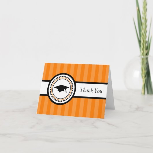 Stripes Graduation Cap Hartelijk dank (Oranje) Bedankkaart (Voorkant)