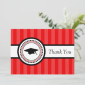 Stripes Graduation Cap Hartelijk dank (rood) Bedankkaart (Staand voorkant)
